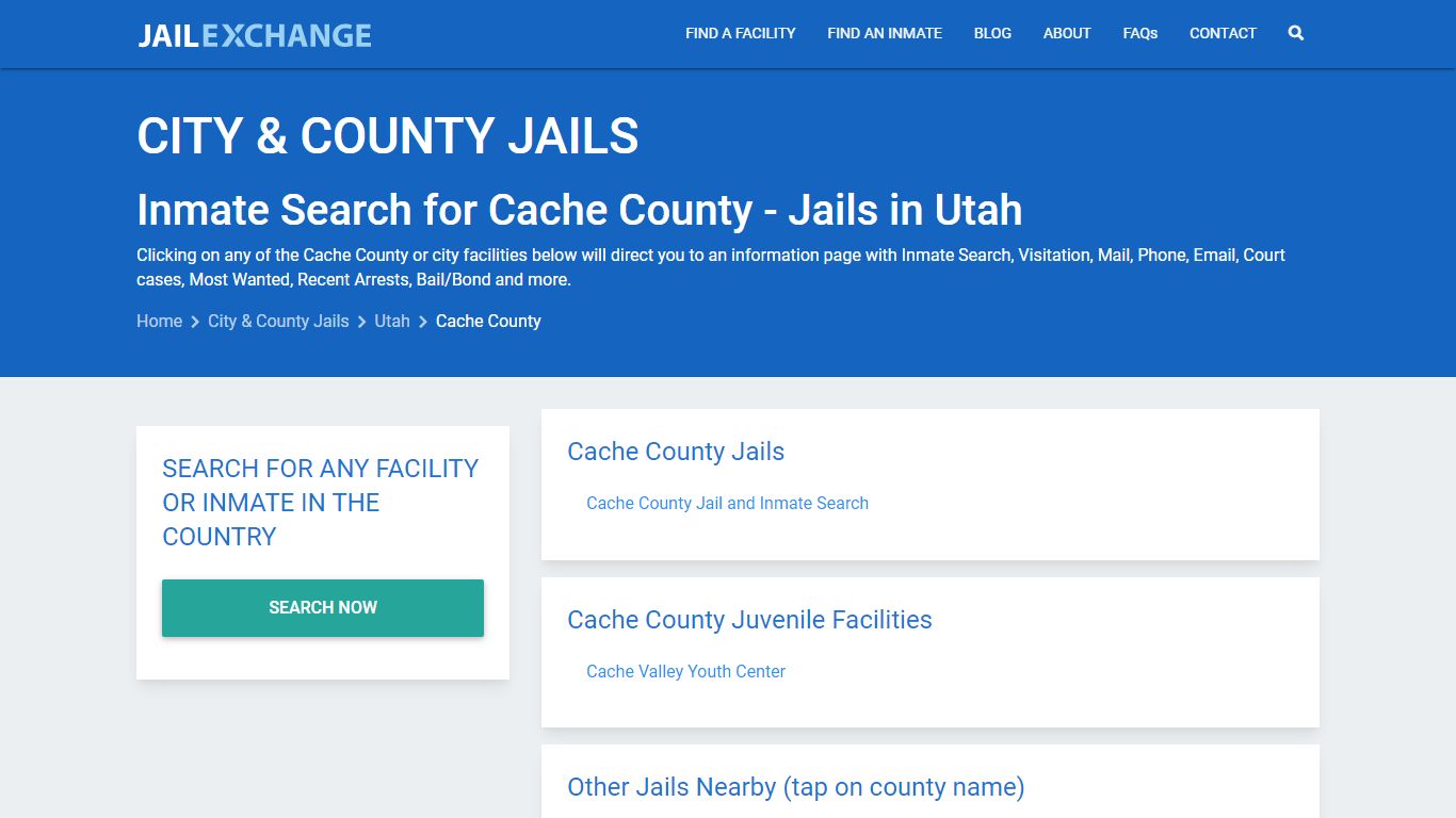 Inmate Search for Cache County | Jails in Utah - Jail Exchange